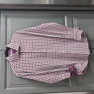 MICHELSON LONDON MENS BUTTON-DOWN PLAID WITH PAISLEY ACCENT CUFFS SIZE MEDIUM